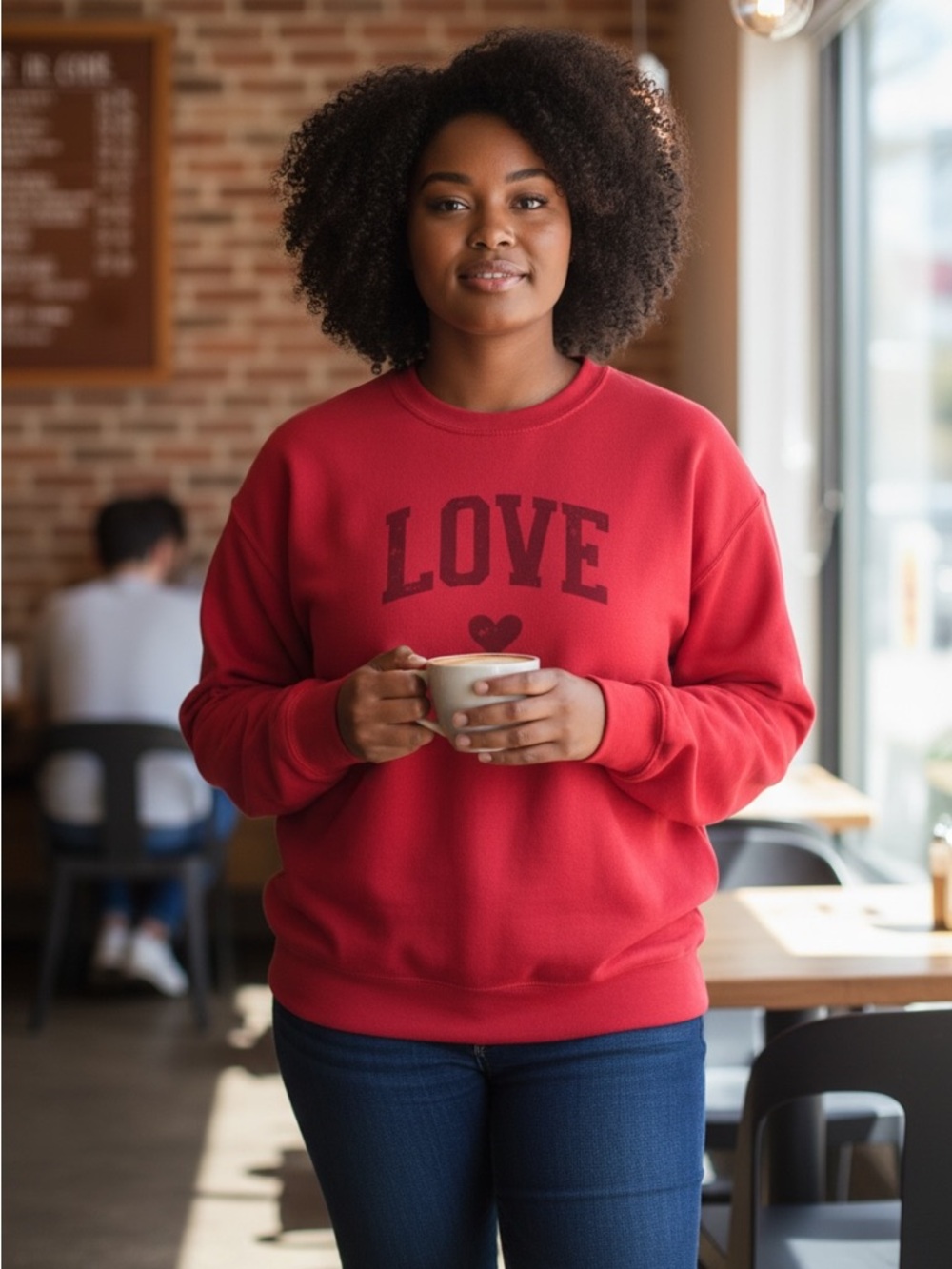 Red "LOVE" Oversized Graphic Crewneck Sweatshirt